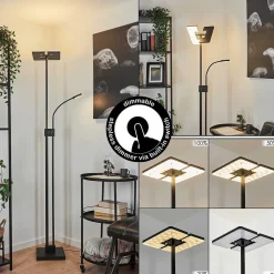 Lampadaire A Vasque Janze Led Noir, 2 Lumieres