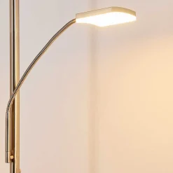 Lampadaire A Vasque Thyolo Led Acier Brosse, 2 Lumieres