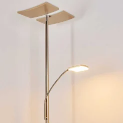 Lampadaire A Vasque Thyolo Led Acier Brosse, 2 Lumieres