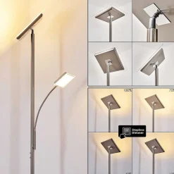 Lampadaire A Vasque Veteli Led Acier Inoxydable, 2 Lumieres