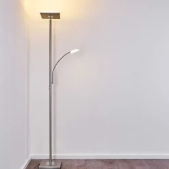 Lampadaire A Vasque Veteli Led Acier Inoxydable, 2 Lumieres