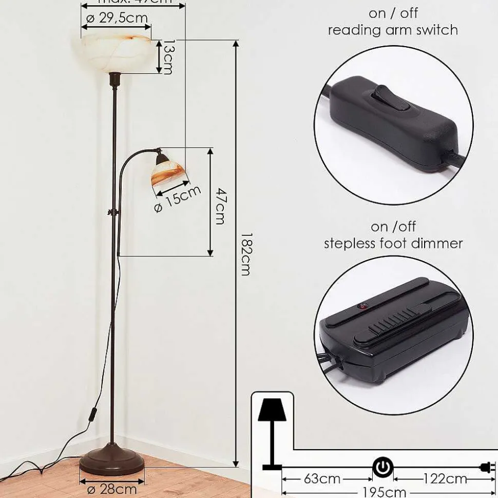Lampadaire A Vasque Voleyrac Brun, 2 Lumieres