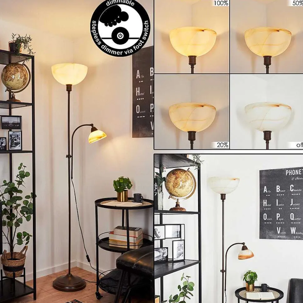 Lampadaire A Vasque Voleyrac Brun, 2 Lumieres