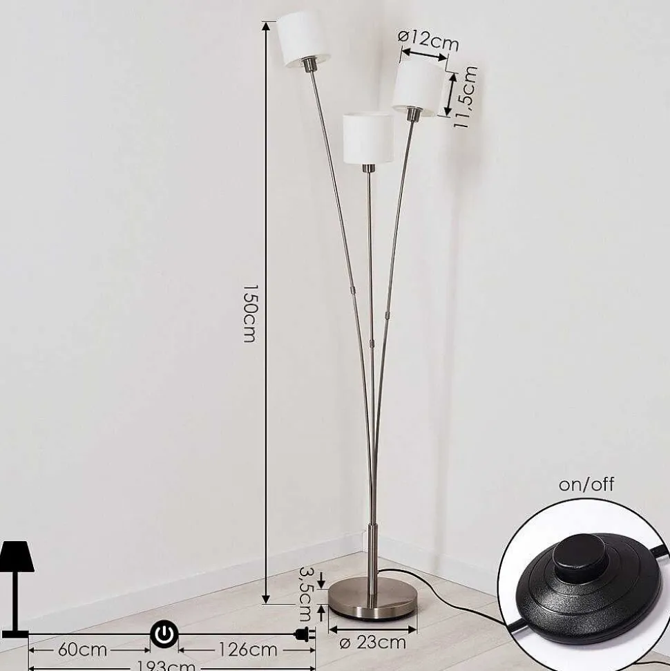 Lampadaire Alsen Nickel Mat, 3 Lumieres