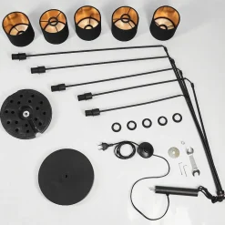 Lampadaire Alsen Noir, 5 Lumieres