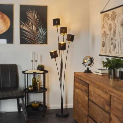 Lampadaire Alsen Noir, 5 Lumieres