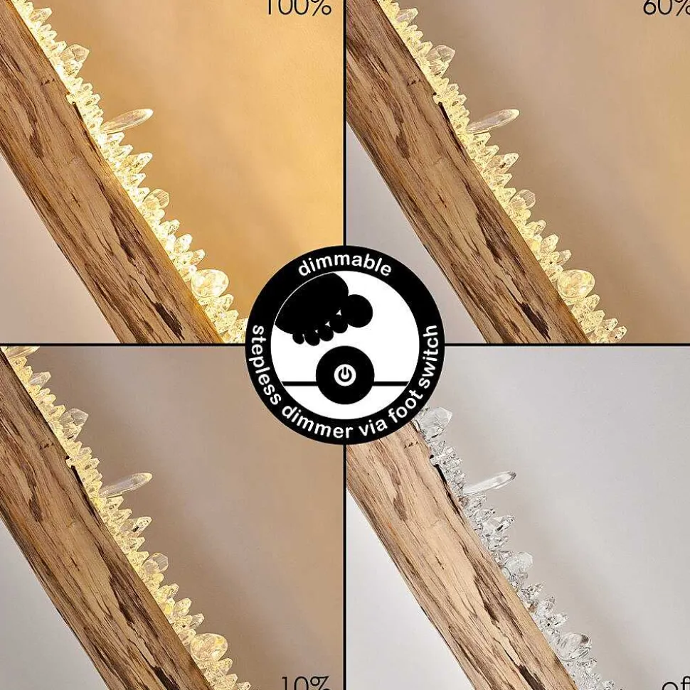 Lampadaire Bansberia Led Bois Clair, Noir, 1 Lumiere