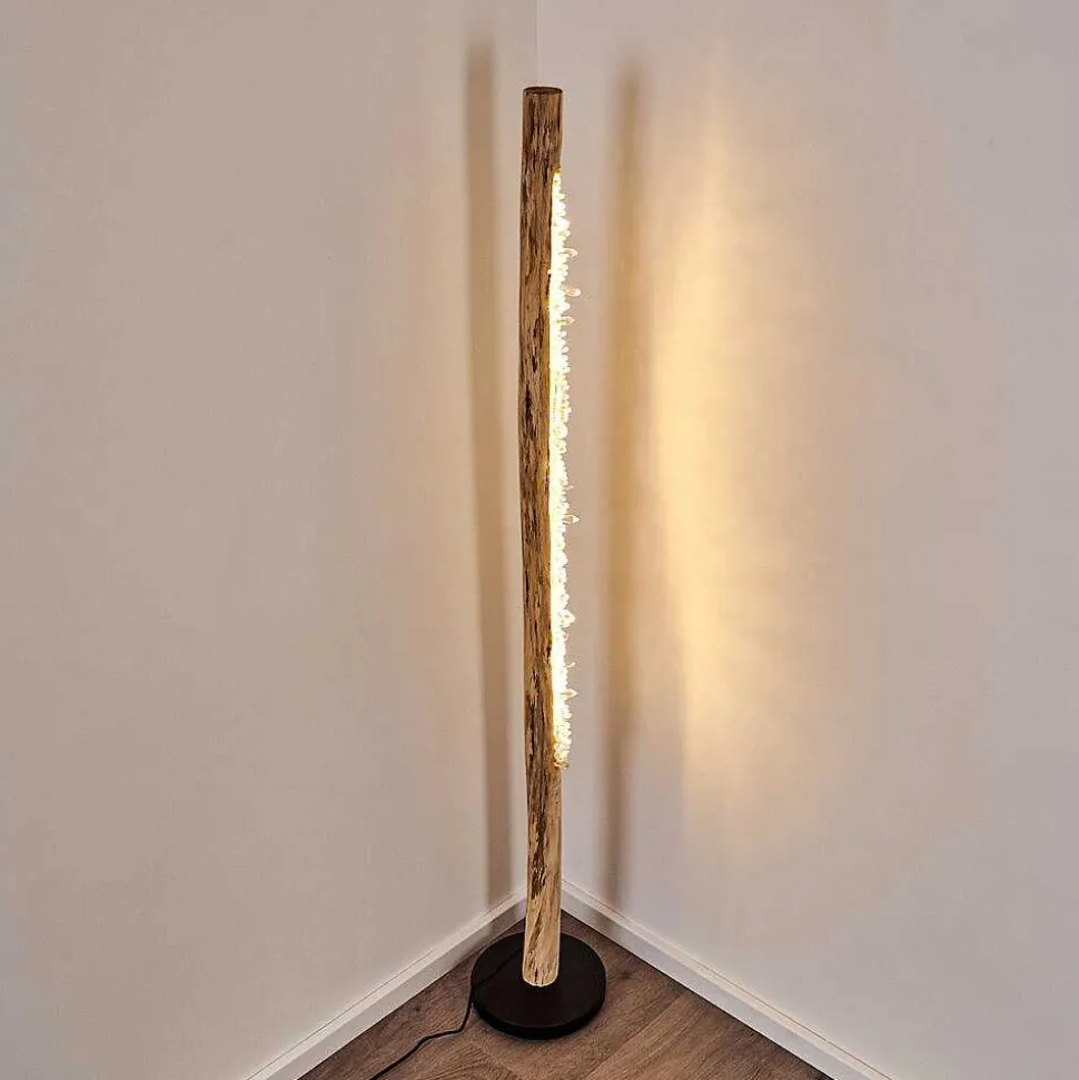 Lampadaire Bansberia Led Bois Clair, Noir, 1 Lumiere