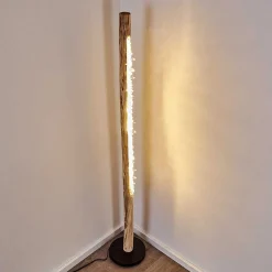 Lampadaire Bansberia Led Bois Clair, Noir, 1 Lumiere