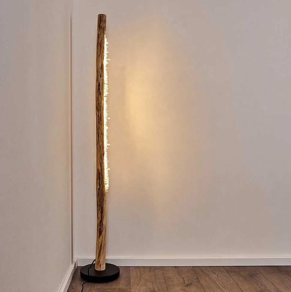 Lampadaire Bansberia Led Bois Clair, Noir, 1 Lumiere