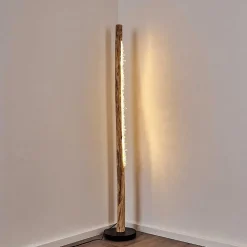 Lampadaire Bansberia Led Bois Clair, Noir, 1 Lumiere