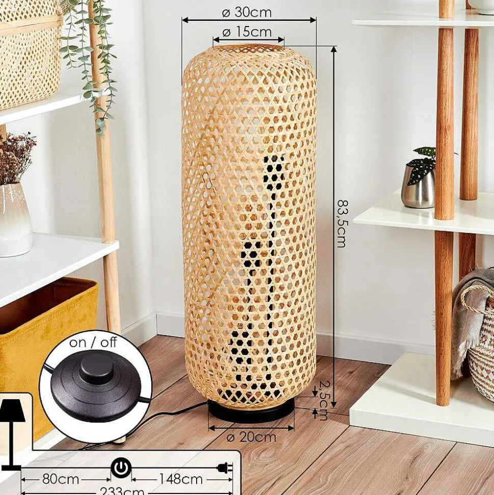 Lampadaire Bauro Ecru, Noir, 3 Lumieres