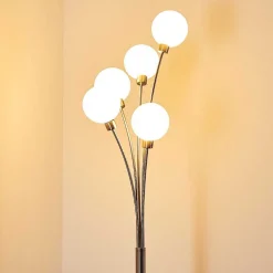 Lampadaire Bernado Nickel Mat, 5 Lumieres