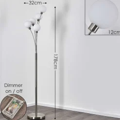 Lampadaire Bernado Nickel Mat, 5 Lumieres