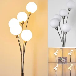 Lampadaire Bernado Nickel Mat, 5 Lumieres