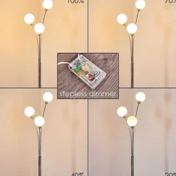 Lampadaire Bernado Nickel Mat, 3 Lumieres