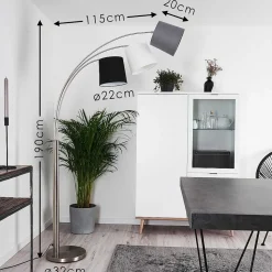 Lampadaire Bernardino Nickel Mat, 3 Lumieres