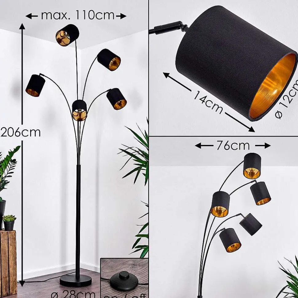 Lampadaire Bhutan Noir, 5 Lumieres