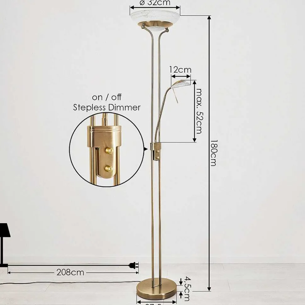 Lampadaire Biot Led Laiton, 2 Lumieres