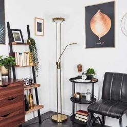 Lampadaire Biot Led Laiton, 2 Lumieres