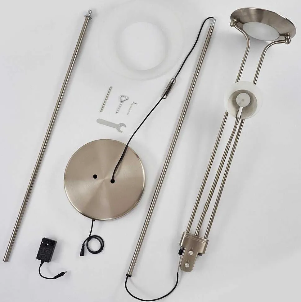 Lampadaire Biot Led Nickel Mat, 2 Lumieres