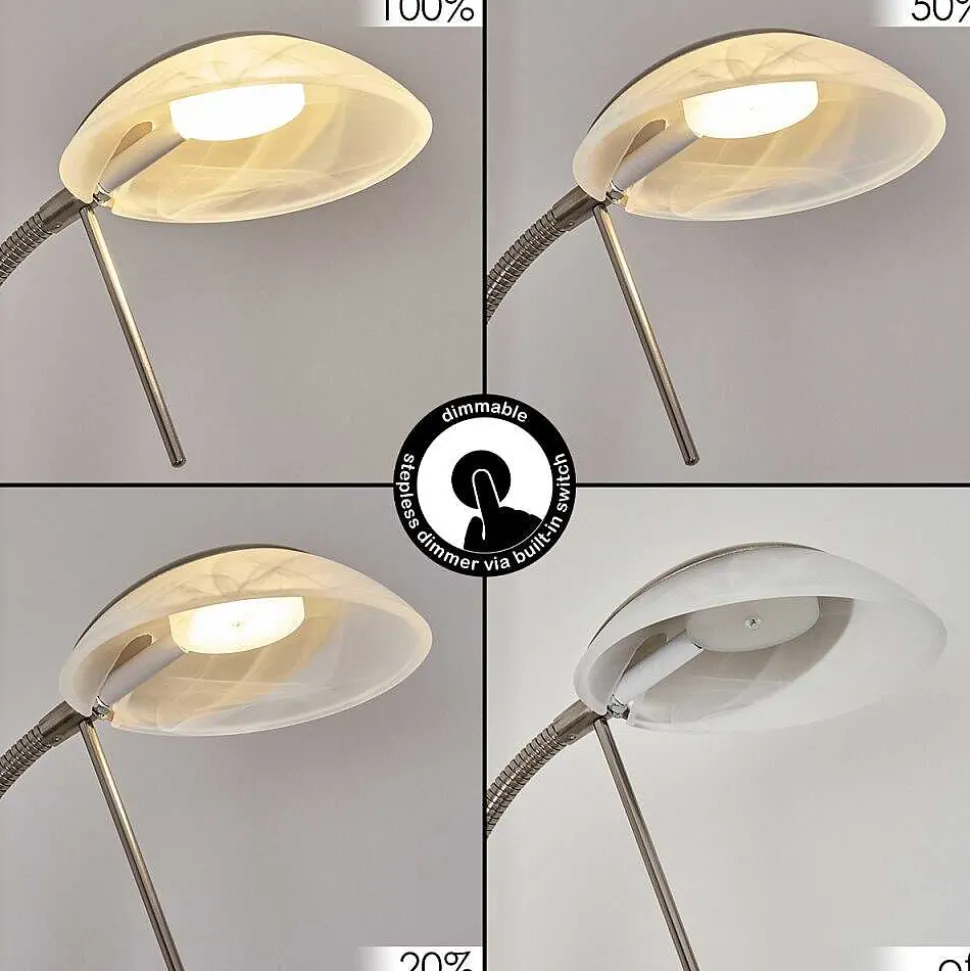 Lampadaire Biot Led Nickel Mat, 2 Lumieres