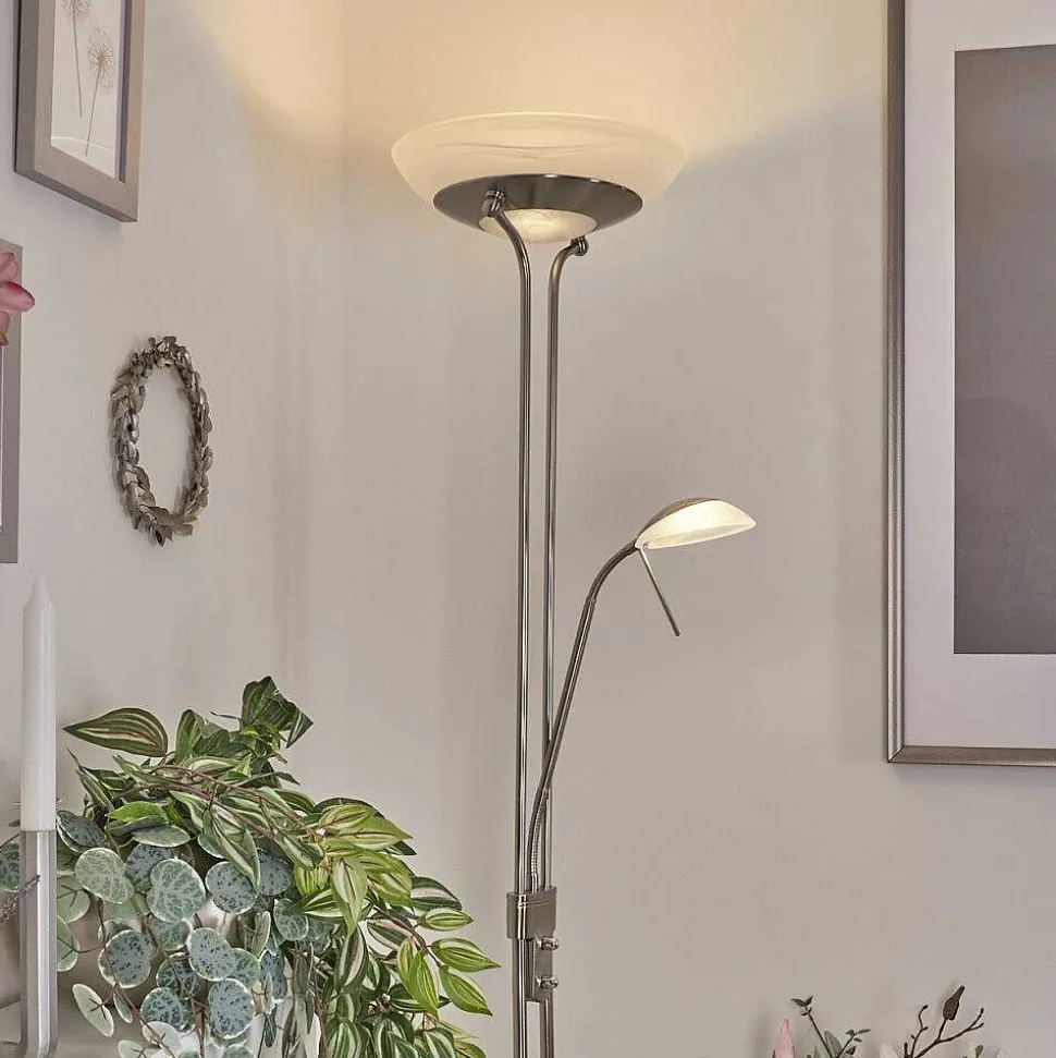 Lampadaire Biot Led Nickel Mat, 2 Lumieres