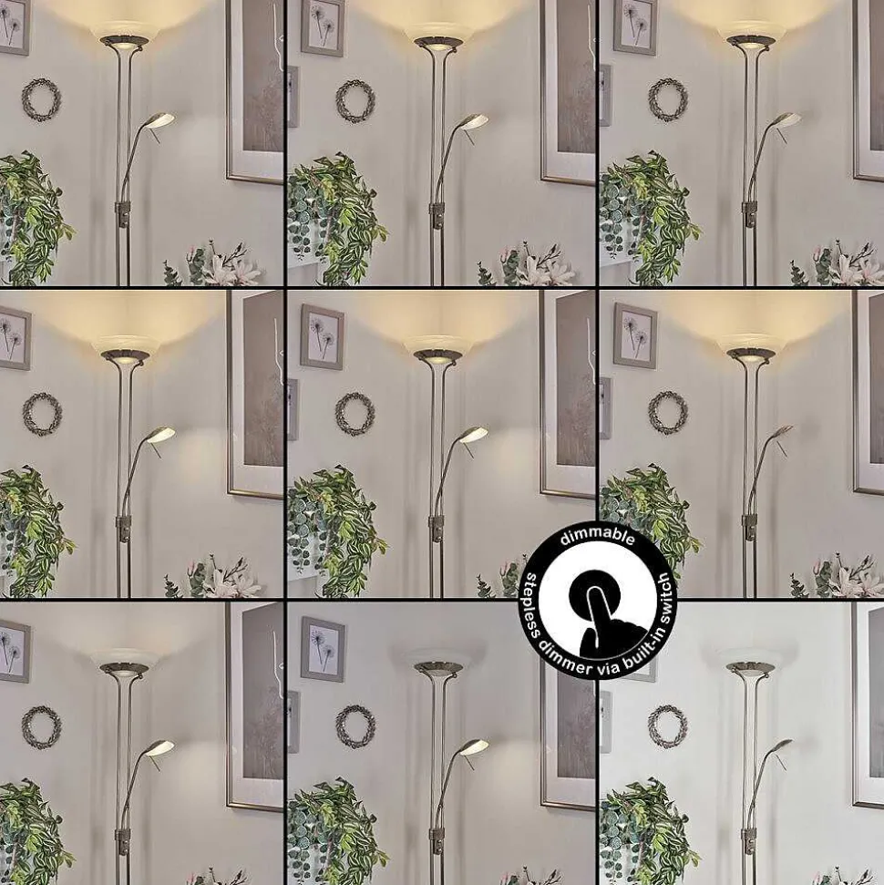 Lampadaire Biot Led Nickel Mat, 2 Lumieres