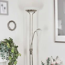 Lampadaire Biot Led Nickel Mat, 2 Lumieres