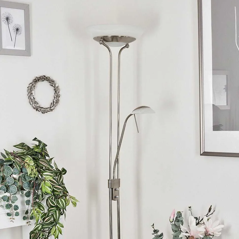 Lampadaire Biot Led Nickel Mat, 2 Lumieres