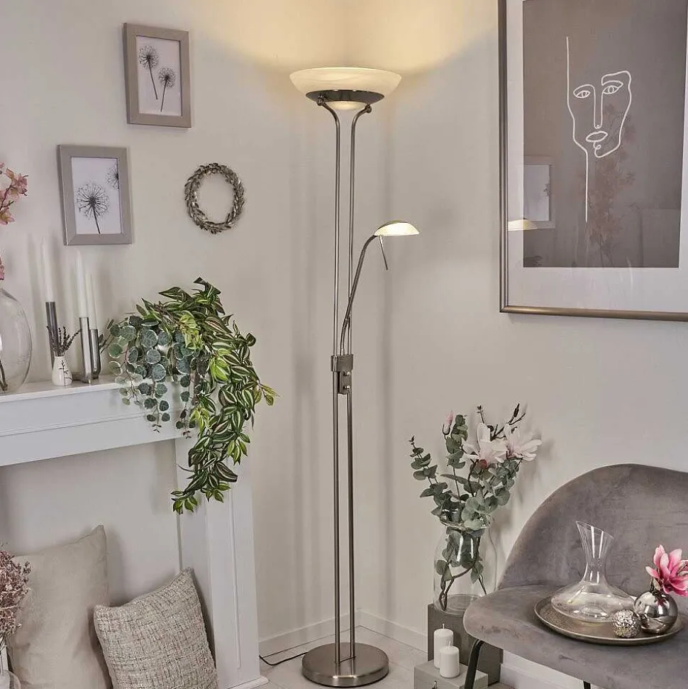 Lampadaire Biot Led Nickel Mat, 2 Lumieres