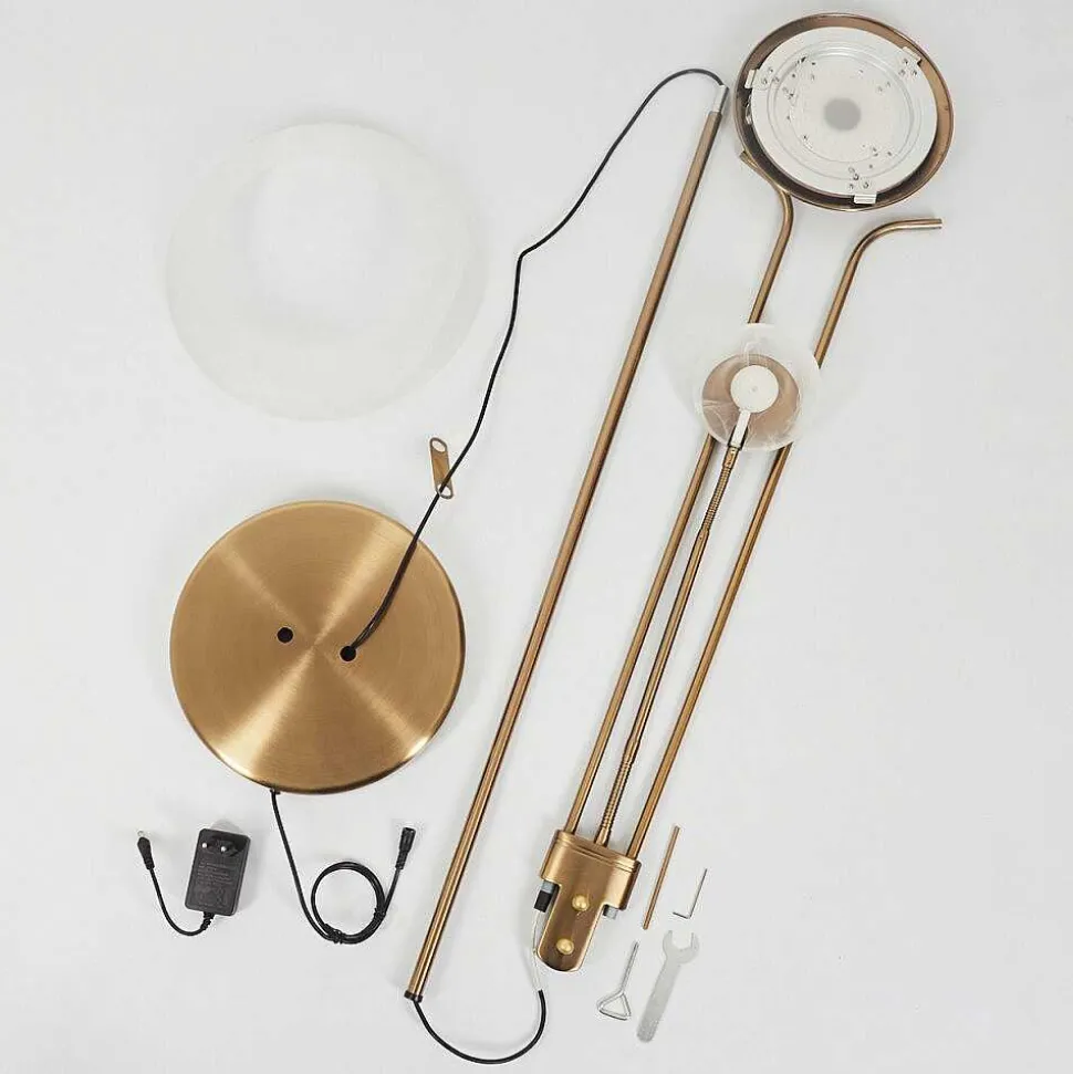 Lampadaire Biot Led Vieux Laiton, 2 Lumieres