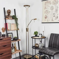 Lampadaire Biot Led Vieux Laiton, 2 Lumieres