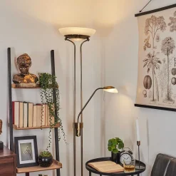 Lampadaire Biot Led Vieux Laiton, 2 Lumieres