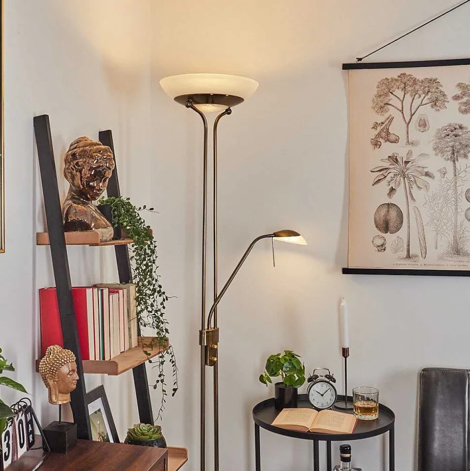 Lampadaire Biot Led Vieux Laiton, 2 Lumieres