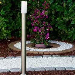 Lampadaire Caserta Acier Inoxydable, 1 Lumiere, Detecteur De Mouvement