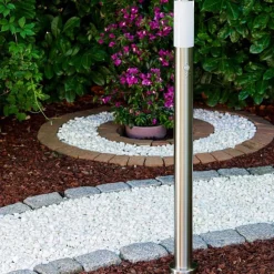 Lampadaire Caserta Acier Inoxydable, 1 Lumiere, Detecteur De Mouvement