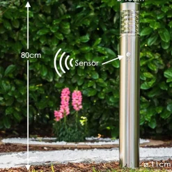 Lampadaire Dakar Acier Inoxydable, 1 Lumiere, Detecteur De Mouvement