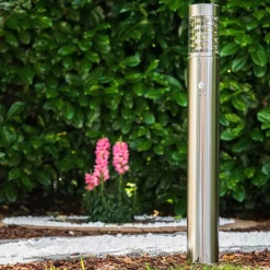 Lampadaire Dakar Acier Inoxydable, 1 Lumiere, Detecteur De Mouvement