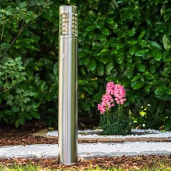 Lampadaire Dakar Acier Inoxydable, 1 Lumiere, Detecteur De Mouvement