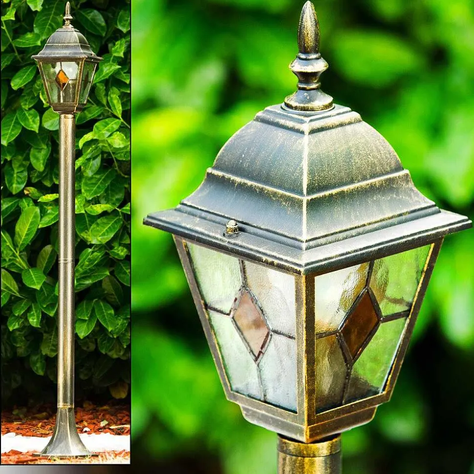 Lampadaire D'Exterieur Antibes Brun Dore, 1 Lumiere