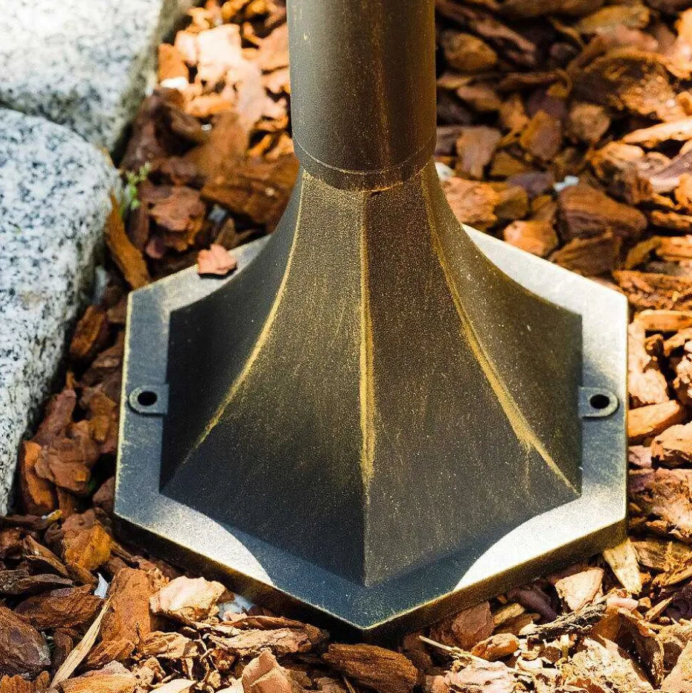 Lampadaire Exterieur Bristol Or, Laiton, 1 Lumiere, Detecteur De Mouvement