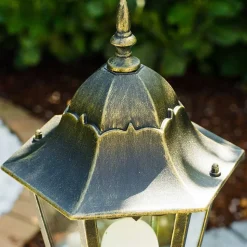 Lampadaire Exterieur Bristol Or, Laiton, 1 Lumiere, Detecteur De Mouvement