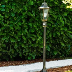 Lampadaire Exterieur Bristol Or, Laiton, 1 Lumiere, Detecteur De Mouvement