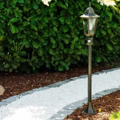 Lampadaire Exterieur Bristol Or, Laiton, 1 Lumiere, Detecteur De Mouvement