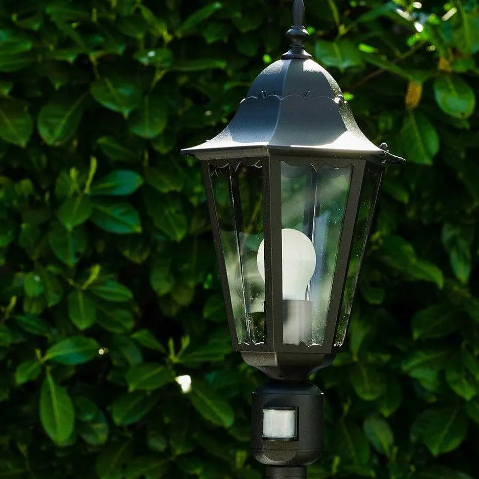 Lampadaire Exterieur Bristol Noir, 1 Lumiere, Detecteur De Mouvement