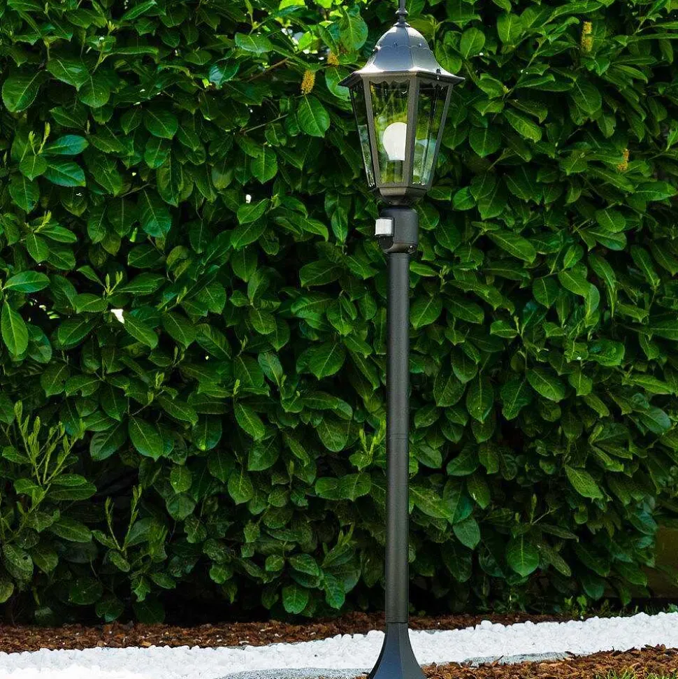 Lampadaire Exterieur Bristol Noir, 1 Lumiere, Detecteur De Mouvement