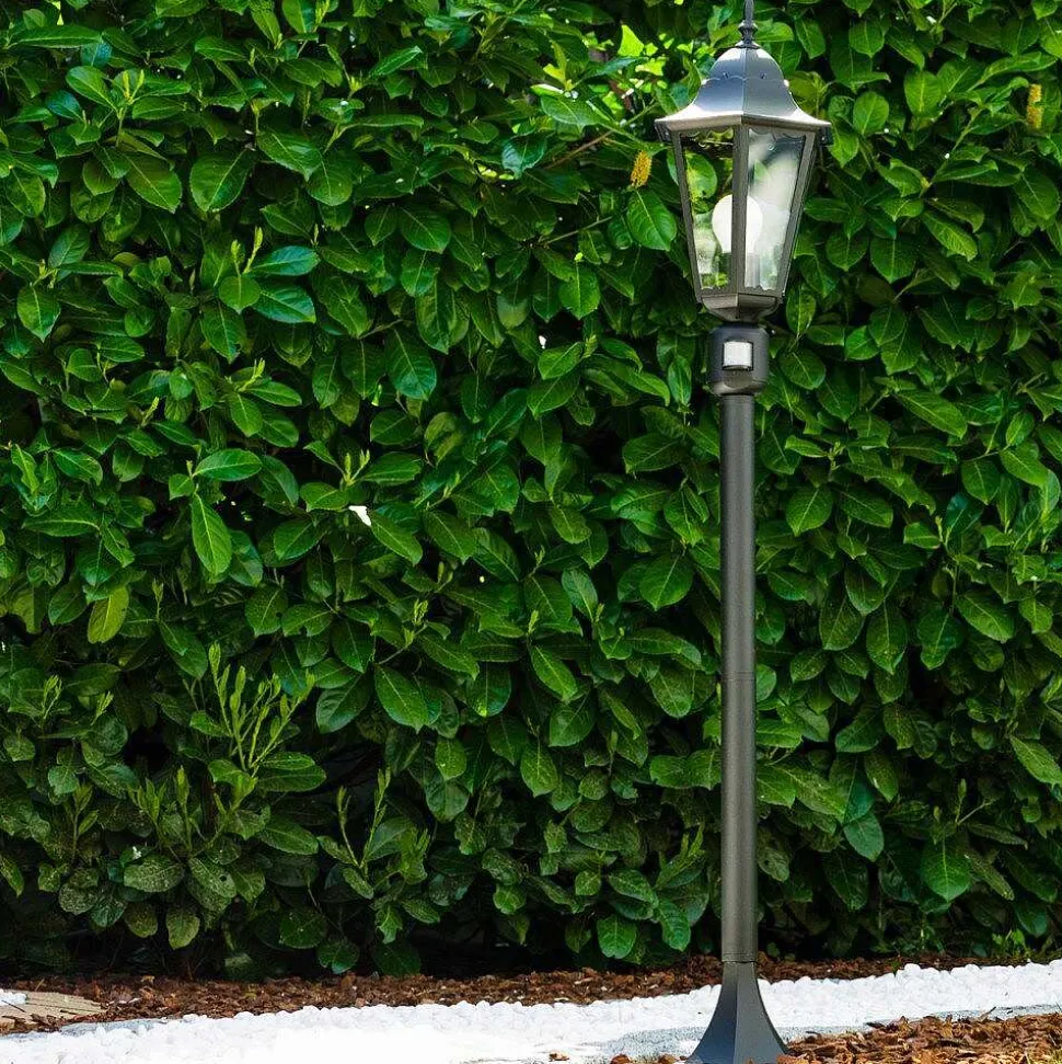 Lampadaire Exterieur Bristol Noir, 1 Lumiere, Detecteur De Mouvement