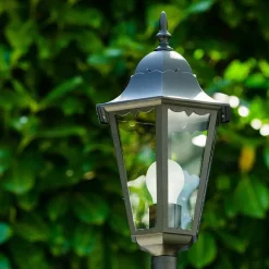 Lampadaire Exterieur Bristol Noir, Transparent, 1 Lumiere