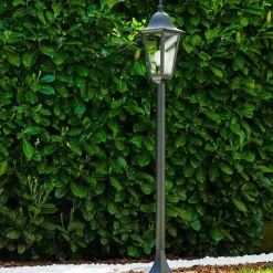 Lampadaire Exterieur Bristol Noir, Transparent, 1 Lumiere